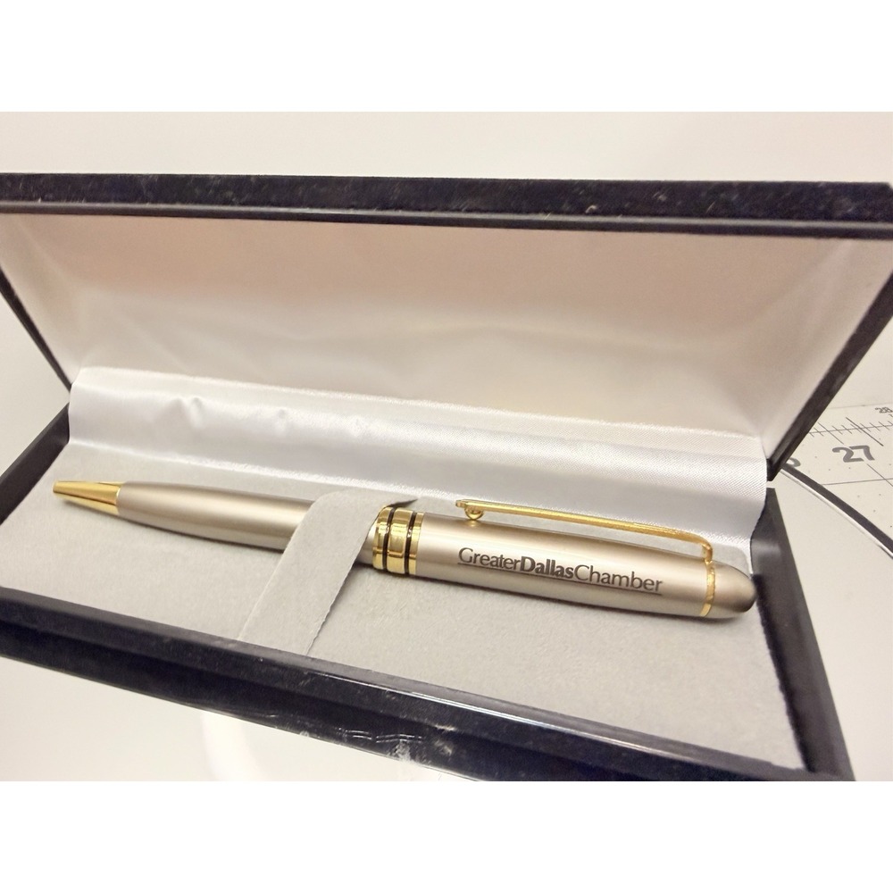 Vintage Greater Dallas Chamber Executive Pen Set - Gold & Silver Tone with Case